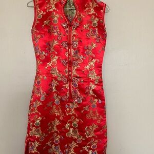 Elegant Red Floral Dress